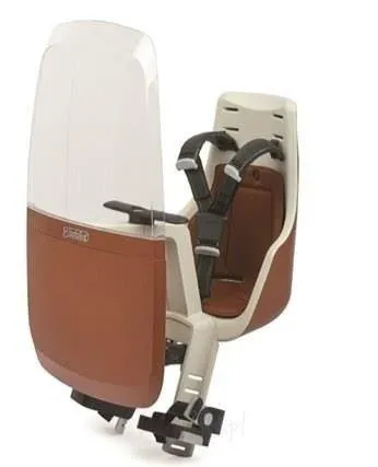 Bobike Mini Exklusiver Fahrradsitz + Schutz weiß-rot ||  Zimt Braun