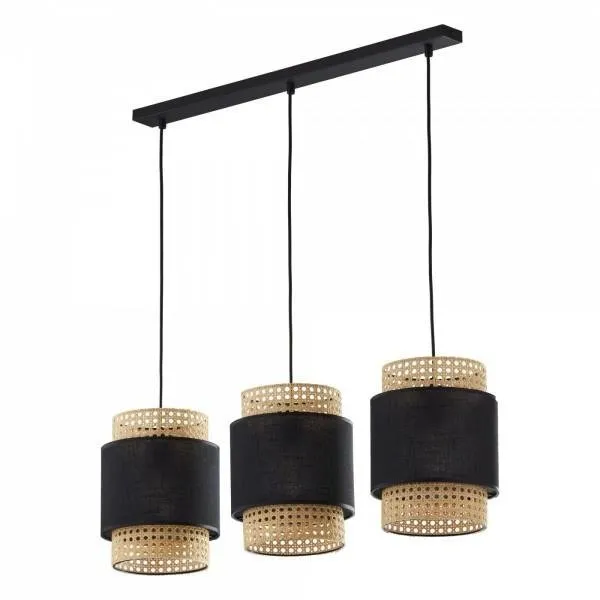 Boho Pendelleuchte Schwarz 3xE27 Strip TK Lighting
