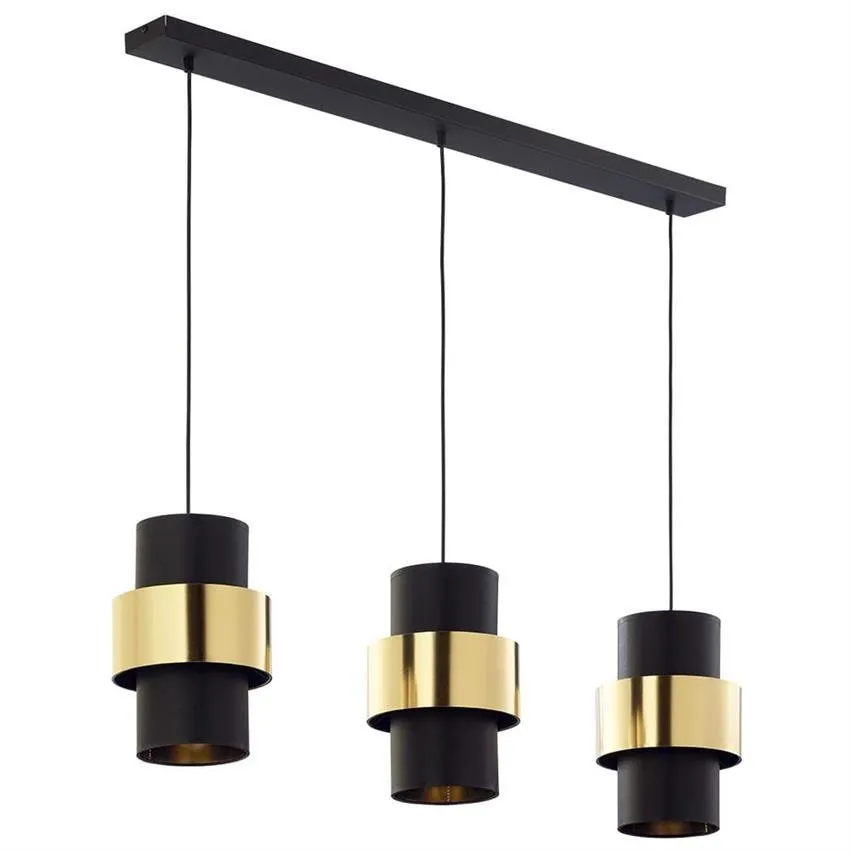 CALISTO Pendelleuchte schwarz, gold 3x E27 60W 4378 TK Lighting