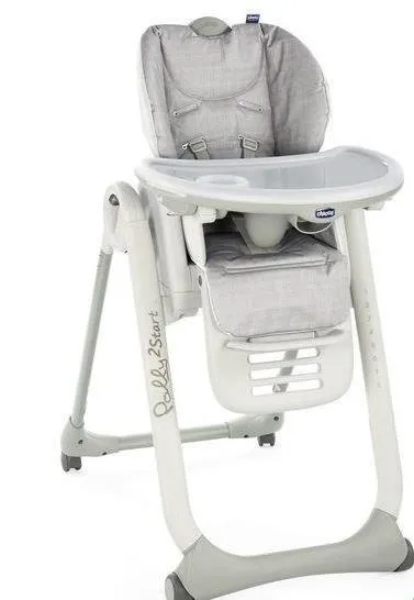 Chicco Polly 2 Start 4 Räder Fütterung Stuhl Happy Silver
