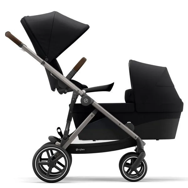 Cybex Gazelle S Twin Kinderwagen Jahr für Jahr Deep Black frame Taupe