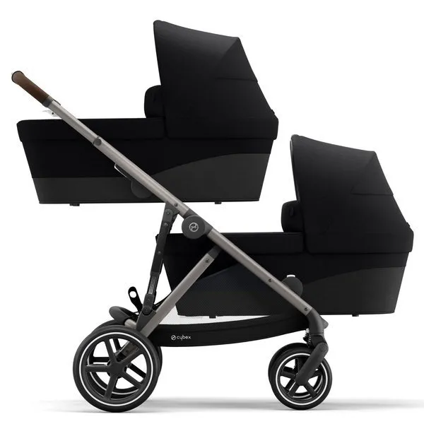 Cybex Gazelle S Zwillingskinderwagen Deep Black Rahmen Taupe