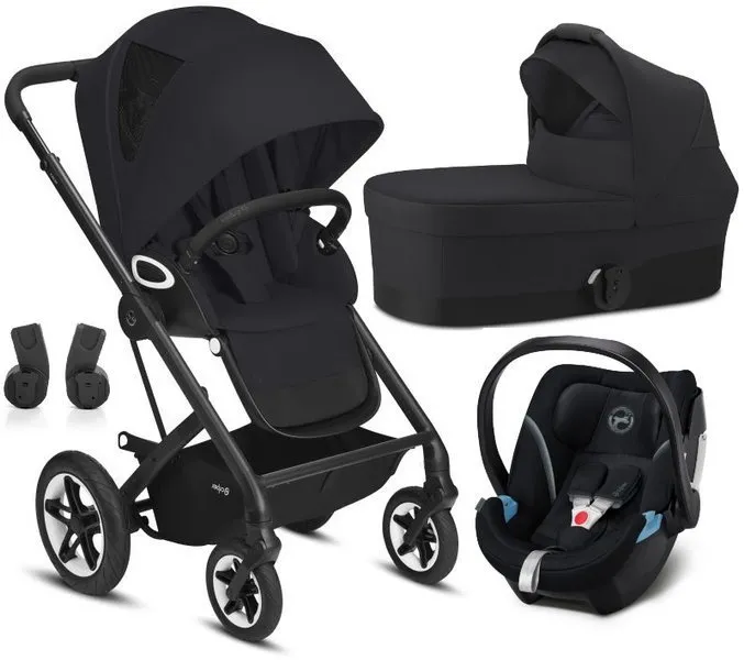 Cybex Talos S Lux Deep Sleeper Kinderwagen + Cybex Aton 5 Autositz 0-13kg + Adapter Deep Black Frame