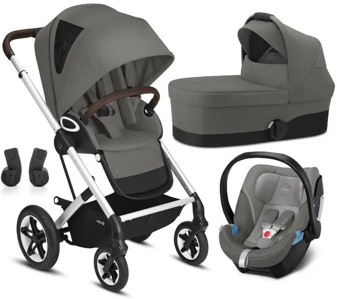 Cybex Talos S Lux Deep Sleeper Kinderwagen + Cybex Aton 5 Autositz 0-13kg + Adapter Silver Frame Soho Grey