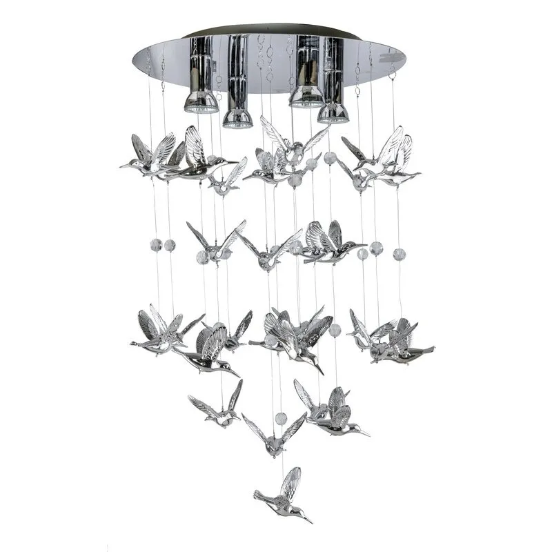 Deckenlampe Birds Modern Metall, Kristalle Chrom Azzardo AZ2449
