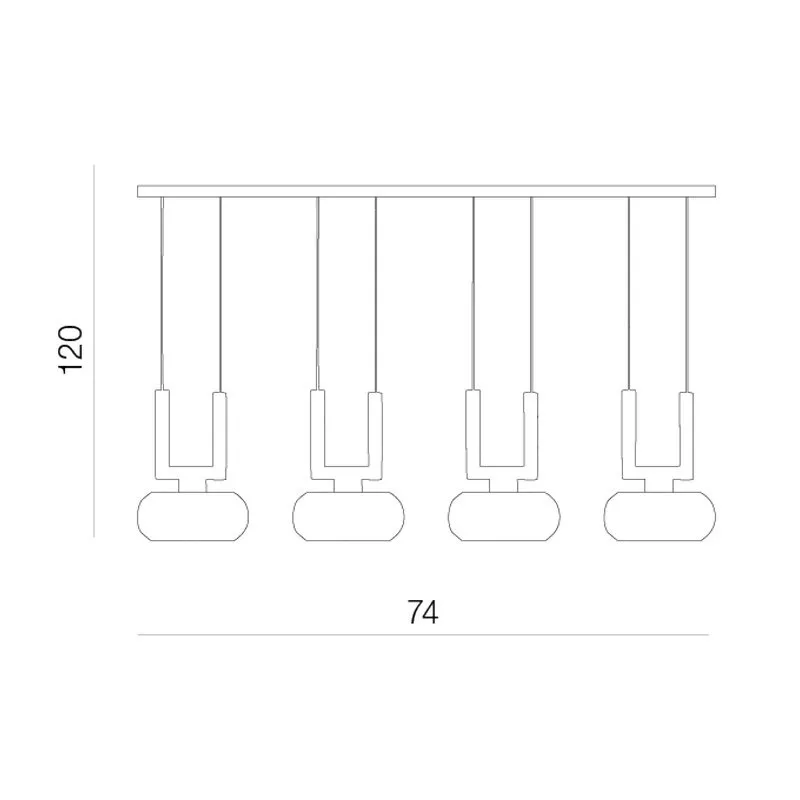 Deckenlampe Rubic 4 A Modern Metall, Glas Silber Azzardo AZ0494