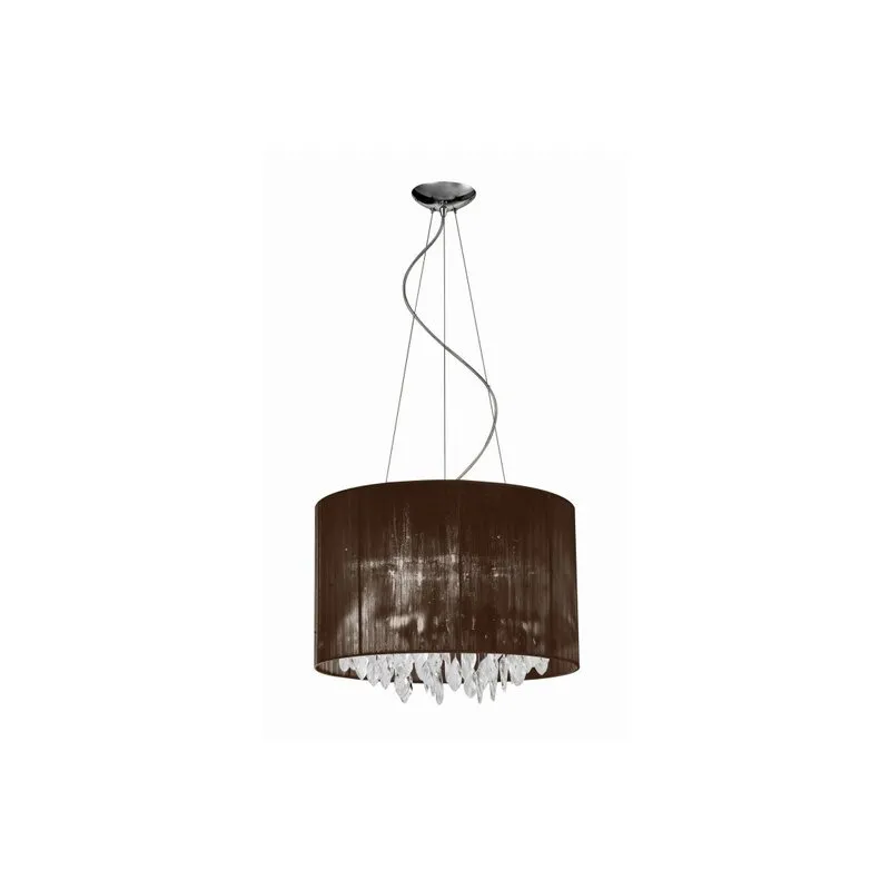 Deckenlampe Sidney Modern Chrom, Ägyptische Kristalle, Textilmaterial Braun Azzardo AZ0511