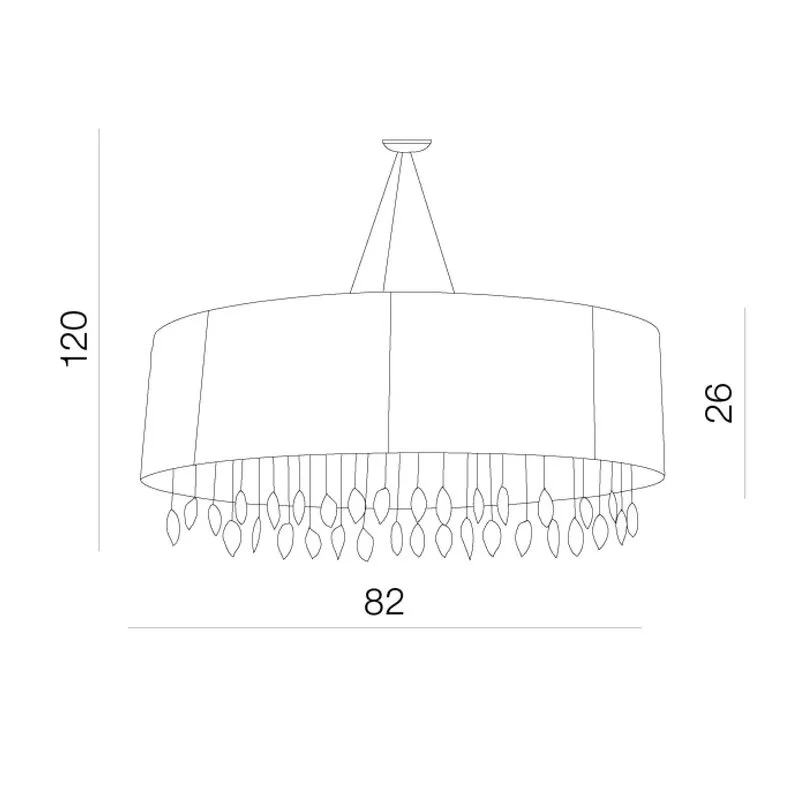 Deckenlampe Sidney Modern Chrom, Ägyptische Kristalle, Textilmaterial Braun Azzardo AZ1839