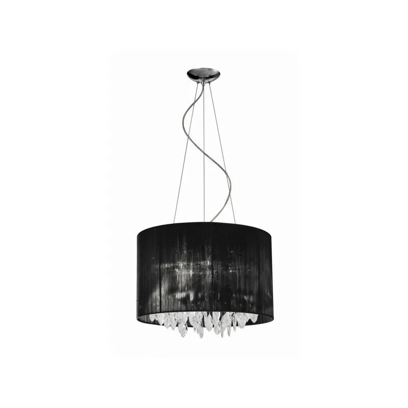 Deckenlampe Sidney Modern Chrom, Ägyptische Kristalle, Textilmaterial Schwarz Azzardo AZ0510