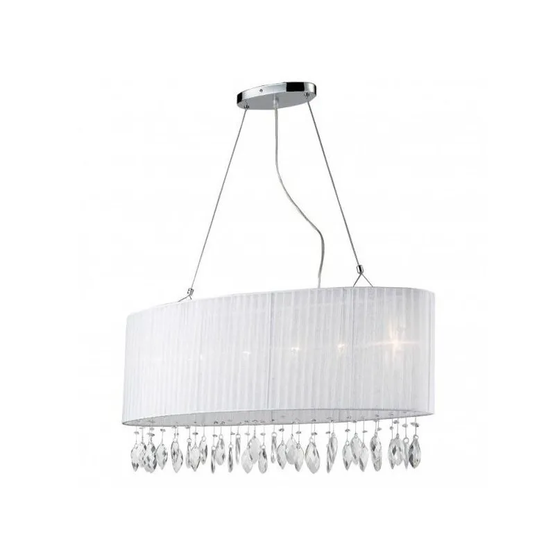 Deckenlampe Sidney Modern Chrom, Ägyptische Kristalle, Textilmaterial Weiß Azzardo AZ0757