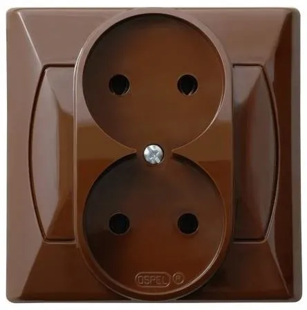 Doppelsteckdose braun Ospel Akcent GP-2A/24