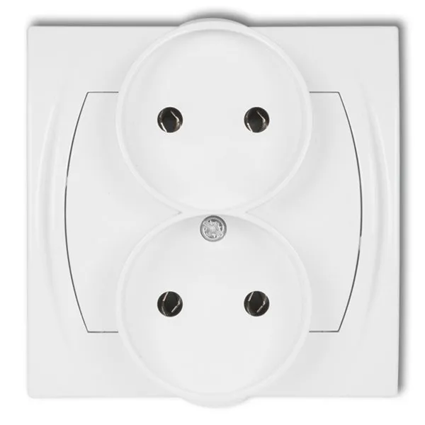 Doppelsteckdose für Rahmen ohne Erde 2x2P (ohne Kinderschutz) weiß IP20, 16A 250V~ LGPR-2
