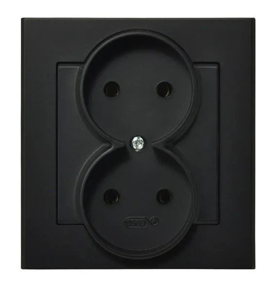 Doppelsteckdose schwarz metallic Ospel Sonata GP-2R/33