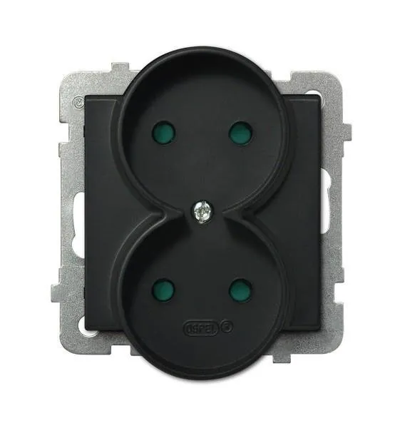 Doppelsteckdose schwarz metallic Ospel Sonata GP-2RR/m/33