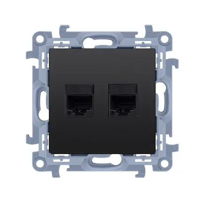 Doppelte Telefonanschlussdose RJ11 (Modul) Mattschwarz Simon 10