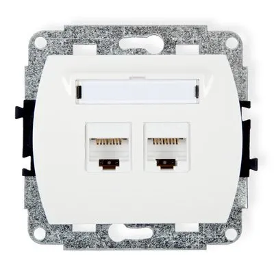 Doppelter Computer-Steckdosenmechanismus 2xRJ45, Kat. 5e, 8-polig weiß GK-2