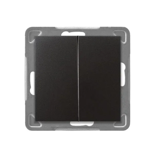 Doppelwechselschalter Lüsterklemme Anthrazit Ospel Impression ŁP-2Y/m/50