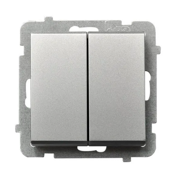 Doppelwechselschalter Lüsterklemme Silber mat Ospel Sonata ŁP-2R/m/38