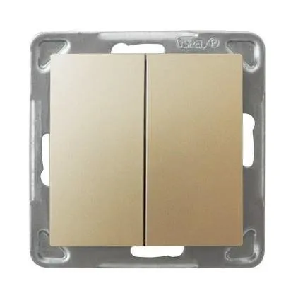 Doppelwechselschalter Lüsterklemme goldfarbig metallic Ospel Impression ŁP-2Y/m/28