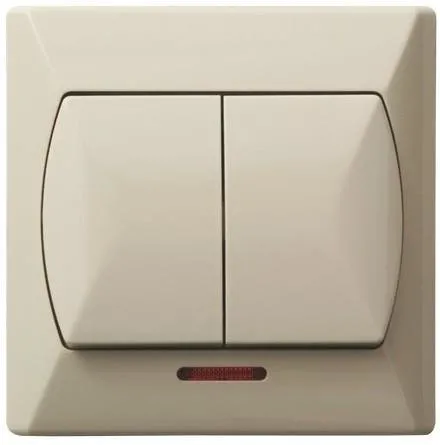 Doppelwechselschalter Lüsterklemme mit Hintergrundbeleuchtung orange beige Ospel Akcent ŁP-2AS/01