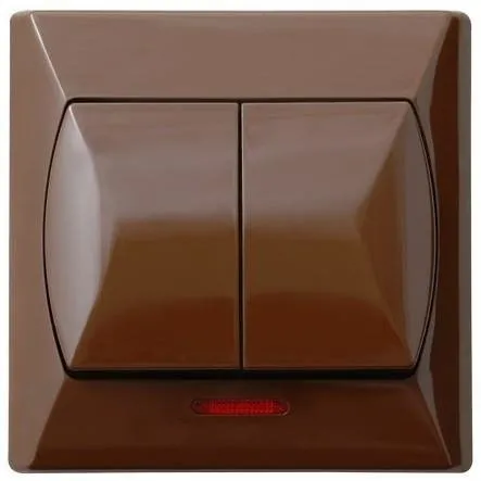 Doppelwechselschalter Lüsterklemme mit Hintergrundbeleuchtung orange braun Ospel Akcent ŁP-2AS/24