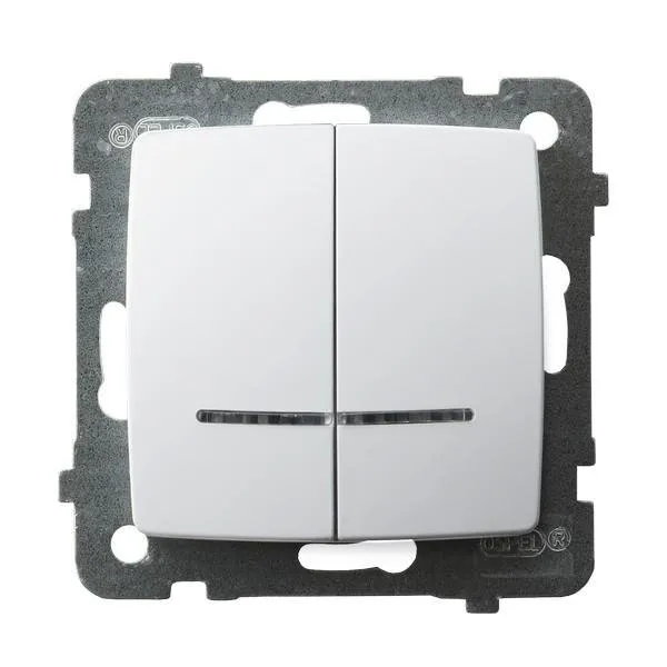 Doppelwechselschalter Lüsterklemme mit Hintergrundbeleuchtung orange weiss Ospel Karo ŁP-2SS/m/00