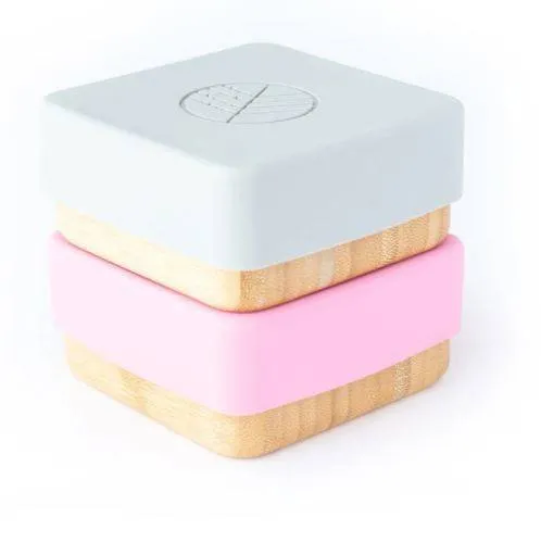 Ecorascals Bambus-Snack-Behälter 2 Stk. Grau und rosa