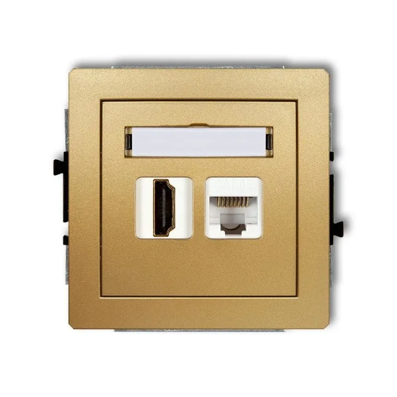 Einzelne HDMI 2.0-Steckdose+ Einzelcomp. 1xRJ45, Kat. 5e, 8-polig gold 29DGHK