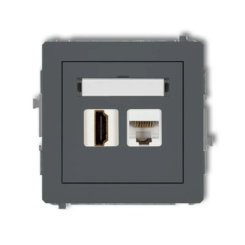 Einzelne HDMI 2.0-Steckdose+ Einzelcomp. 1xRJ45, Kat. 5e, 8-polig graphit matt 28DGHK
