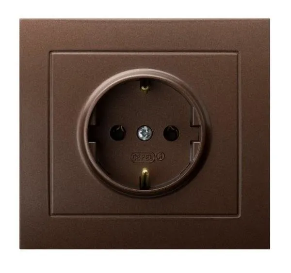 Einzelne Steckdose mit Erdung braun metallic Ospel Kier GP-1WS/52