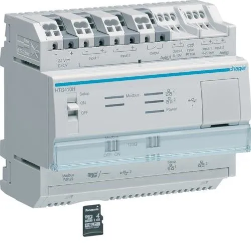 Energiemonitoring-Server agardio.manager REG 6 PLE Micro SD Karte Hager HTG411H