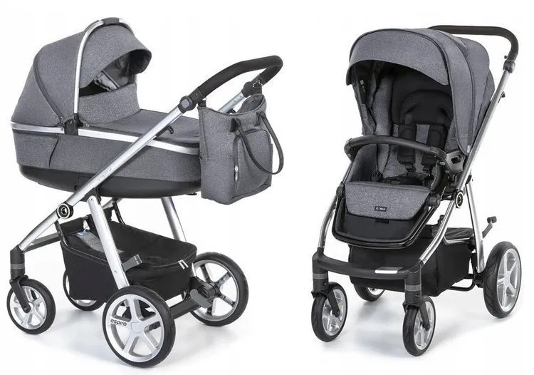 Espiro Next Melange Deep Sleeper Kinderwagen Gel Räder -17 Graphit Straße