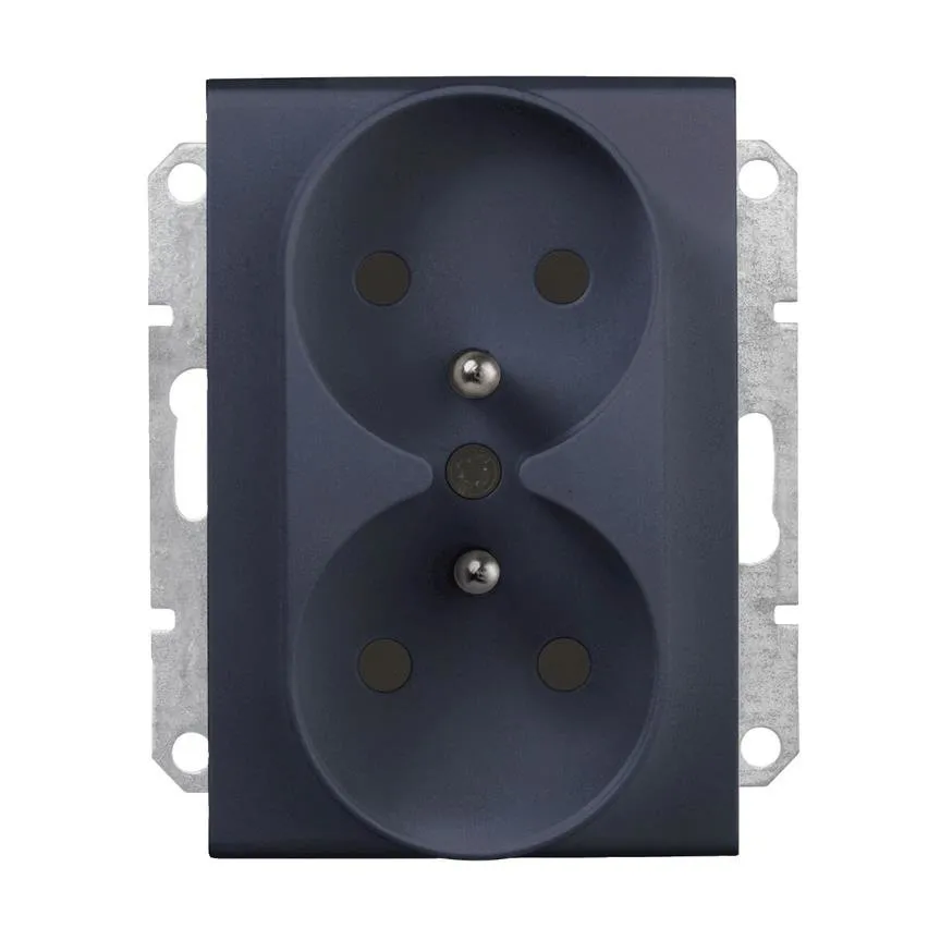 Gniazdo 2 x 2P+PE do system ramkowego grafitowe Sedna