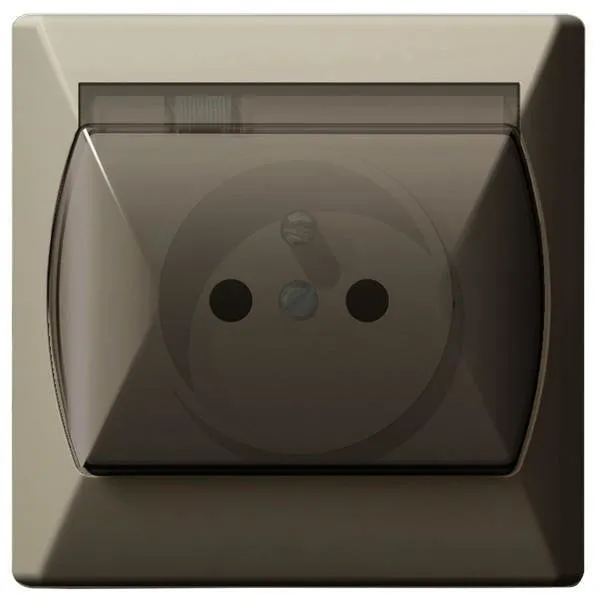 Gniazdo bryzgoszczelne z uziemieniem IP-44 wieczko przezroczyste beżowy Ospel Akcent GPH-1AZ/01/d