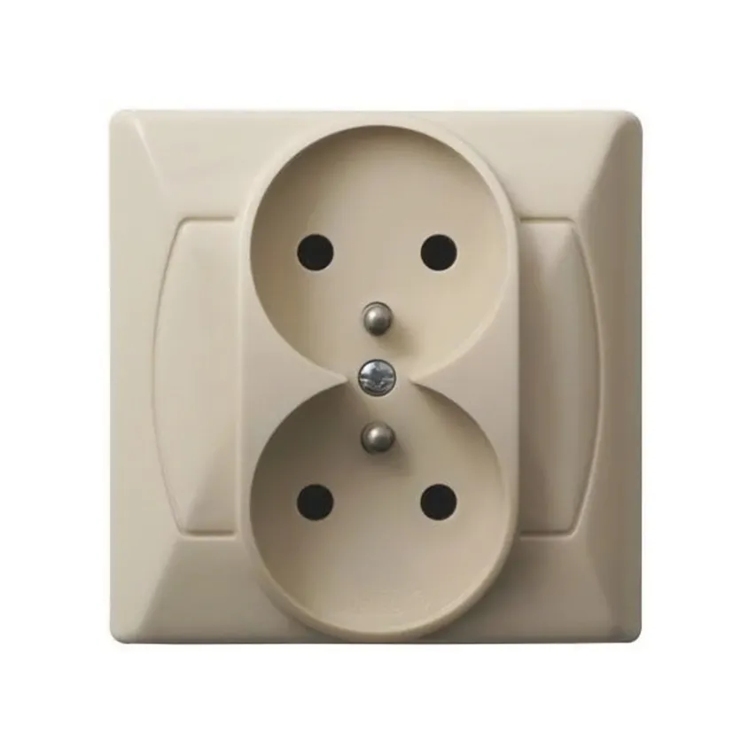 Gniazdo podwójne z uziemieniem beżowy Ospel Akcent GP-2AZ/01