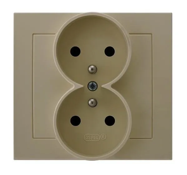 Gniazdo podwójne z uziemieniem beżowy Ospel Kier GP-2WZ/01