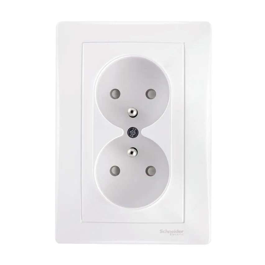 Gniazdo podwójne z uziemieniem białe z ramką Sedna