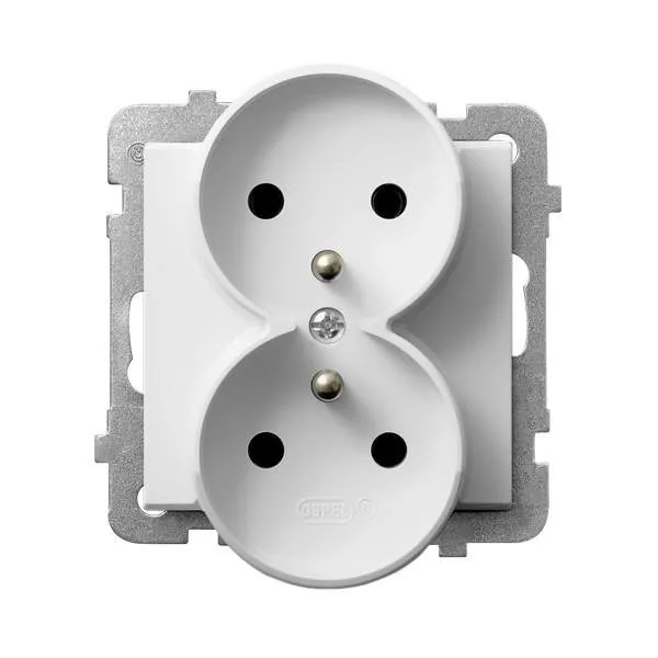 Gniazdo podwójne z uziemieniem biały Ospel Sonata GP-2RRZ/m/00