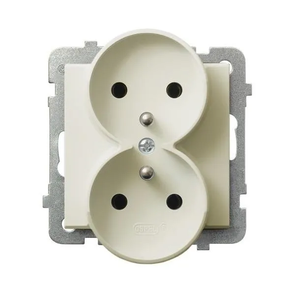 Gniazdo podwójne z uziemieniem ecru Ospel Sonata GP-2RRZ/m/27