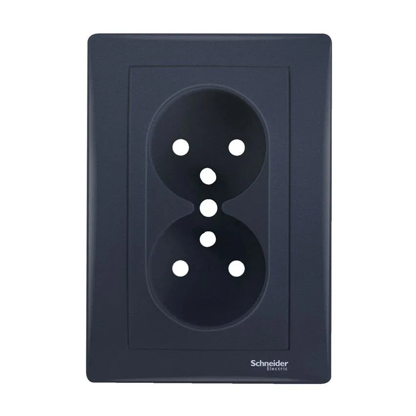 Gniazdo podwójne z uziemieniem grafitowe z ramką Sedna