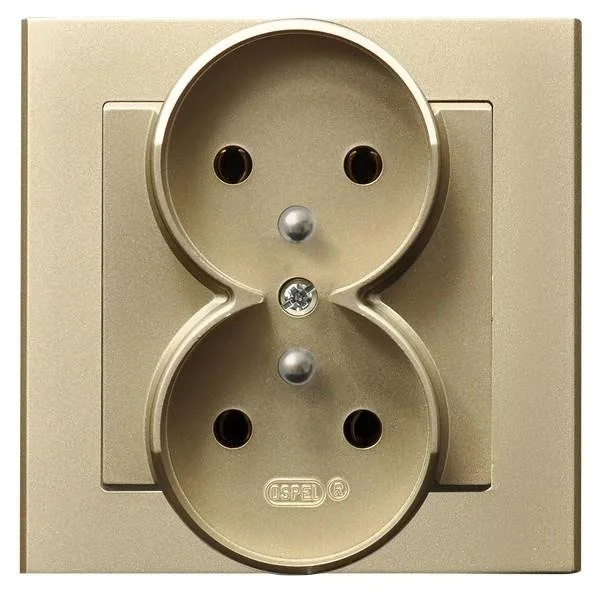 Gniazdo podwójne z uziemieniem szampański złoty Ospel Sonata GP-2RZ/39