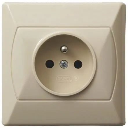 Gniazdo pojedyncze z uziemieniem beżowy Ospel Akcent GP-1AZ/01