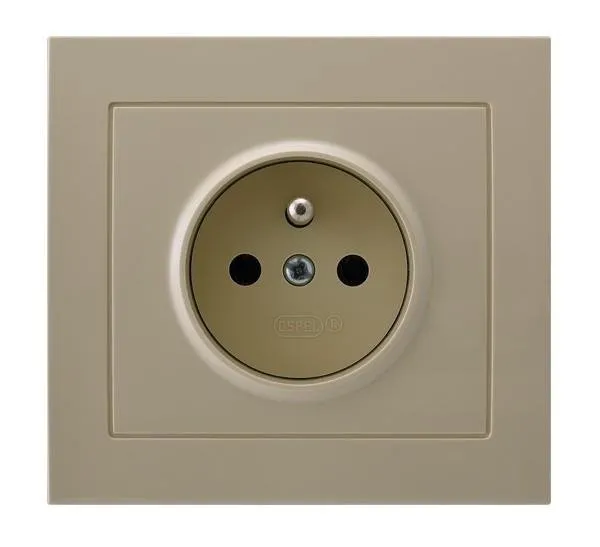 Gniazdo pojedyncze z uziemieniem beżowy Ospel Kier GP-1WZ/01