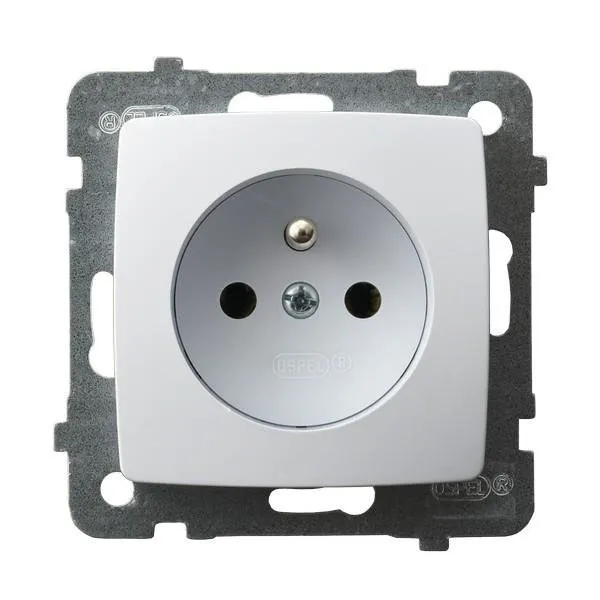 Gniazdo pojedyncze z uziemieniem biały Ospel Karo GP-1SZ/m/00