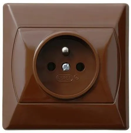 Gniazdo pojedyncze z uziemieniem brązowy Ospel Akcent GP-1AZ/24