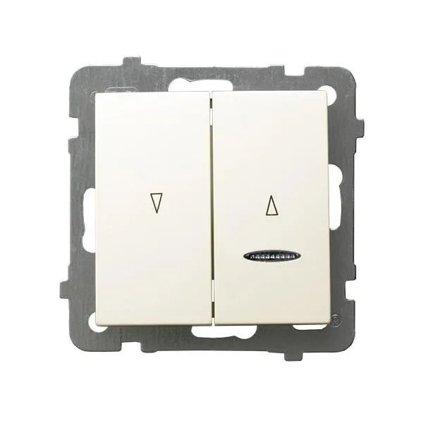 Jalousie Taster mit Hintergrundbeleuchtung orange mit mechanischer Sperre ecru Ospel As ŁP-7GBS/m/27