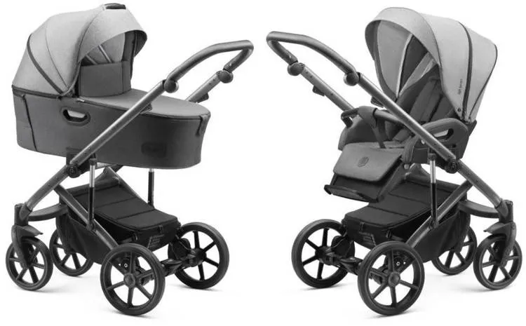 Jedo Tamel 2-in-1 Deep Kinderwagen E32 - aufblasbar - Grau, Schwarz Elemente