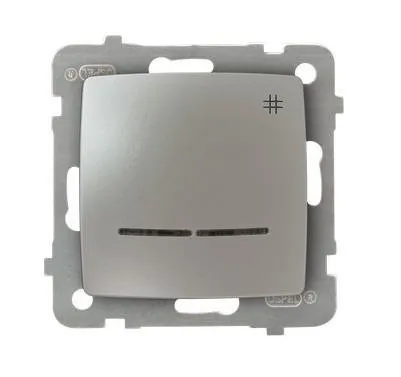 Kreuzschalter mit Hintergrundbeleuchtung blau silbern perlmuttfarben Ospel Karo ŁP-4SS/m/43