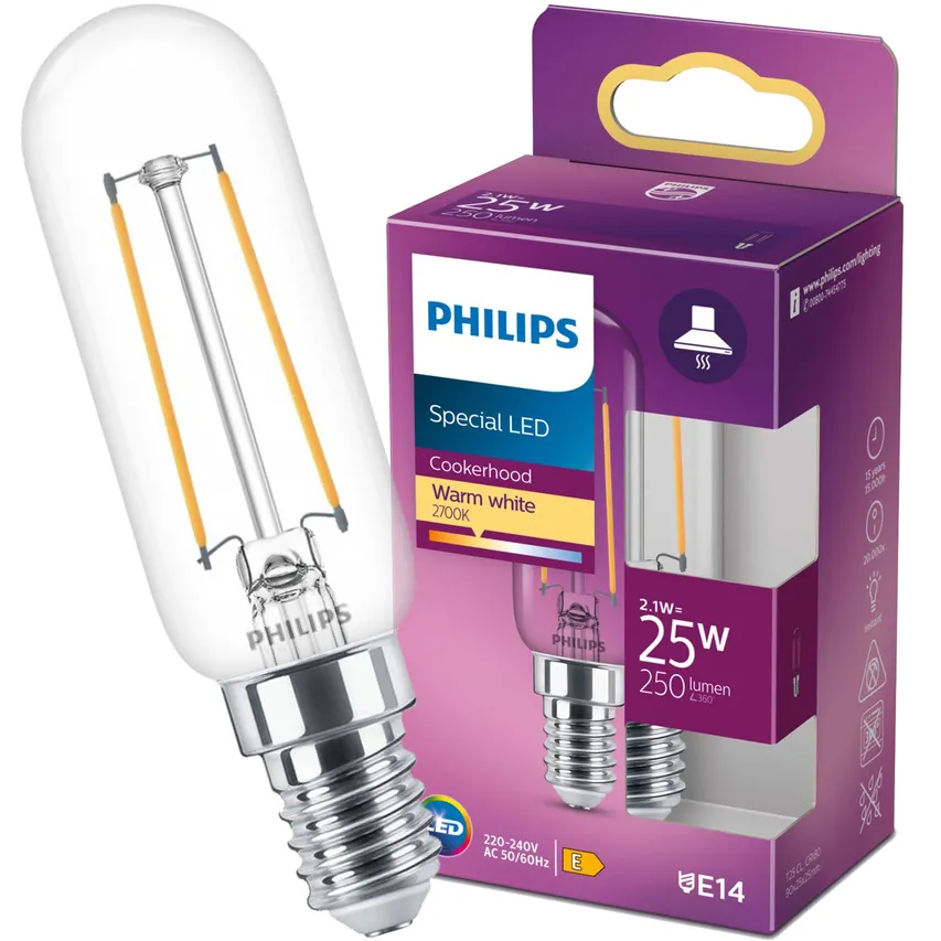 LED-Lampe Classic T25L E14 2.1W =25W 2700K warm WW 250lm Philips