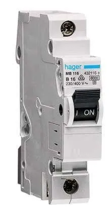 Leitungsschutzschalter 1 polig 6kA B-Charakteristik 6A 1 Modul Hager MBN106E